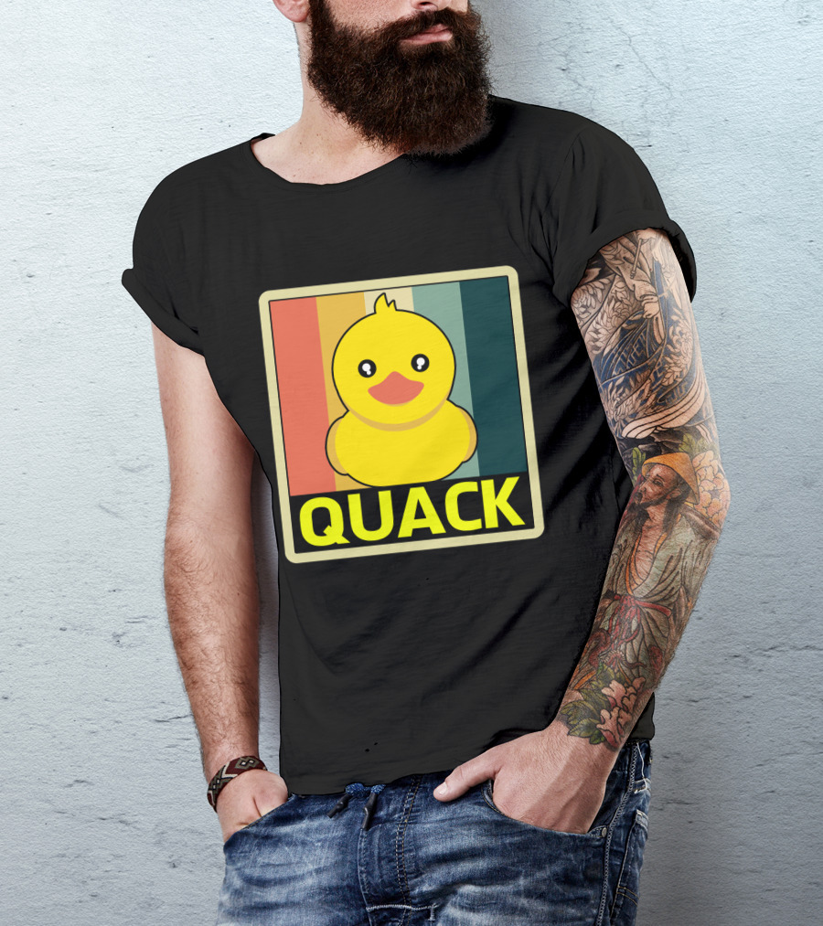 Vintage Rubber Duck Quack Retro Stripes T-Shirt