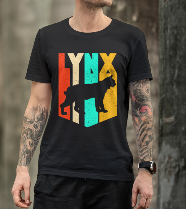 LYNX Retro Wildlife Silhouette Typography T-Shirt