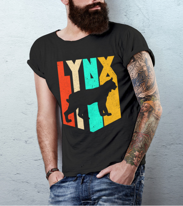 LYNX Retro Wildlife Silhouette Typography T-Shirt