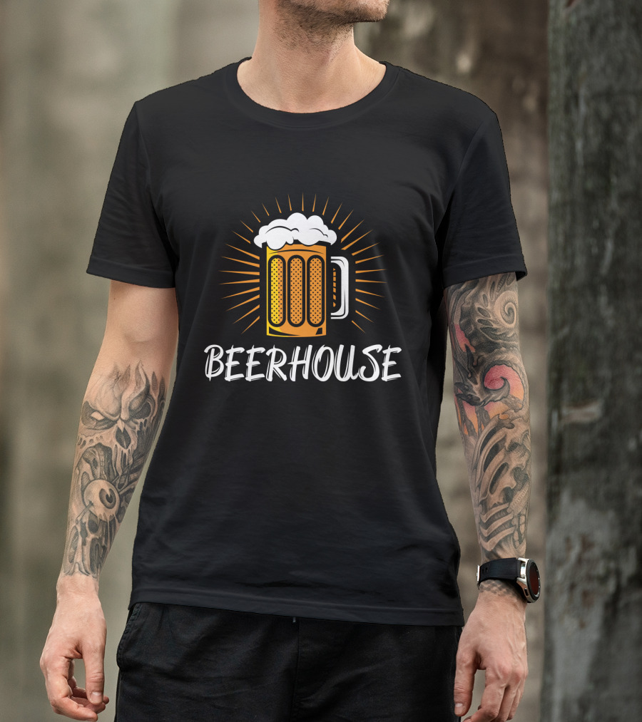 BeerHouse Mug With Foam And Sunburst T-Shirt