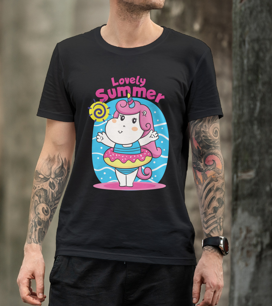 Lovely Summer Cute Unicorn Inflatable Swim Fun T-Shirt