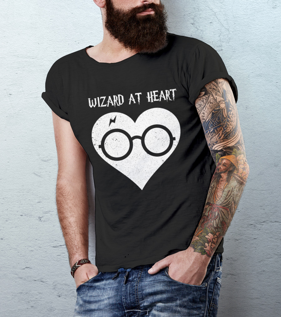 Wizard At Heart Harry Glasses Lightning Bolt Heart T-Shirt