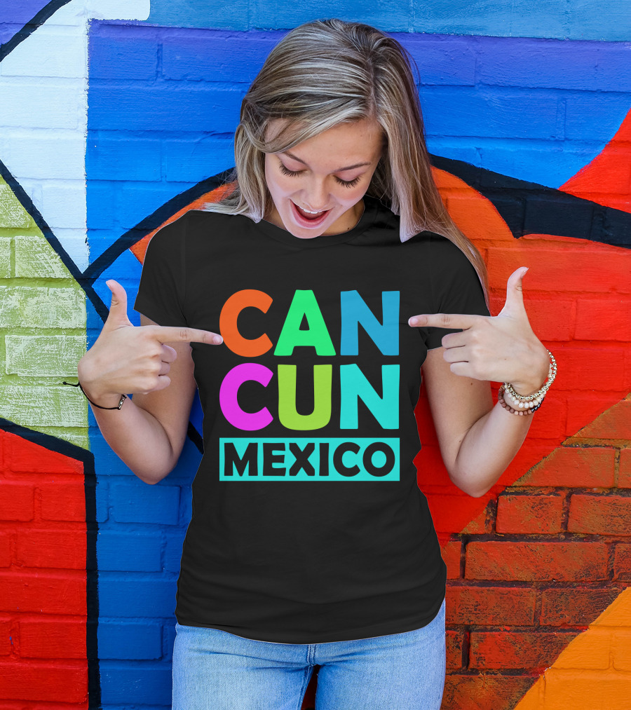 Cancun Mexico Vibrant Block Lettering T-Shirt