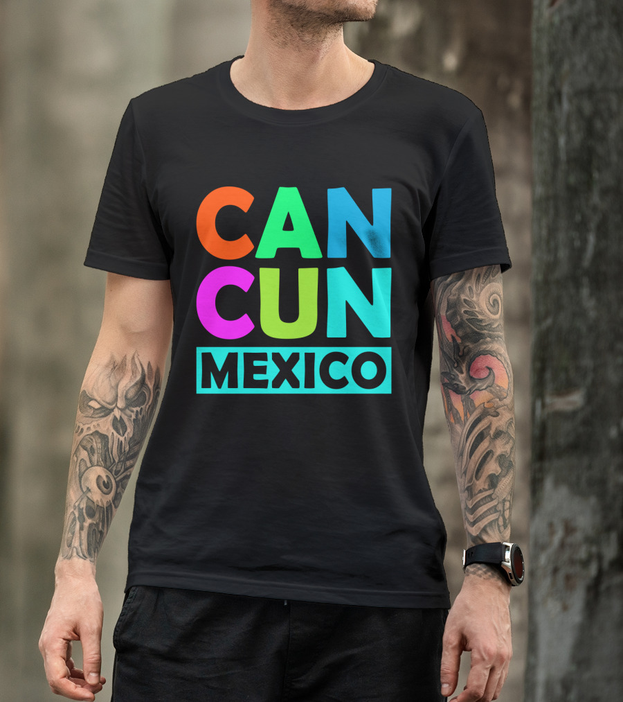Cancun Mexico Vibrant Block Lettering T-Shirt