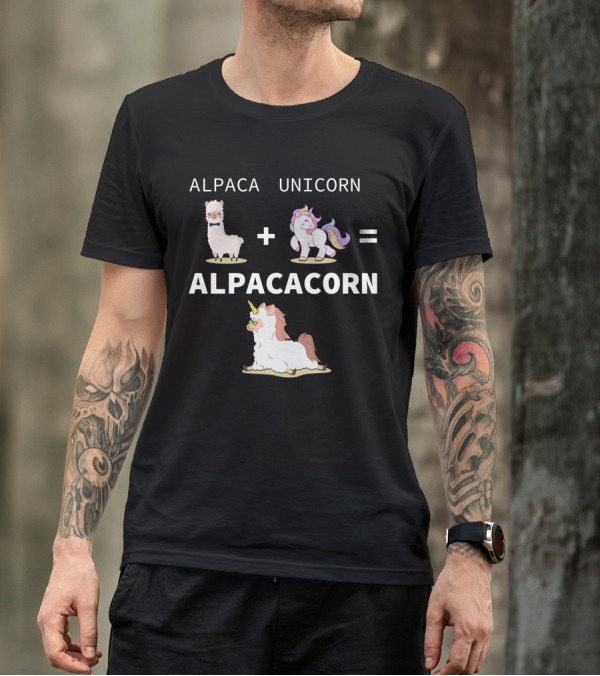 Alpaca Unicorn Equals Alpacacorn With Adorable Hybrid T-Shirt