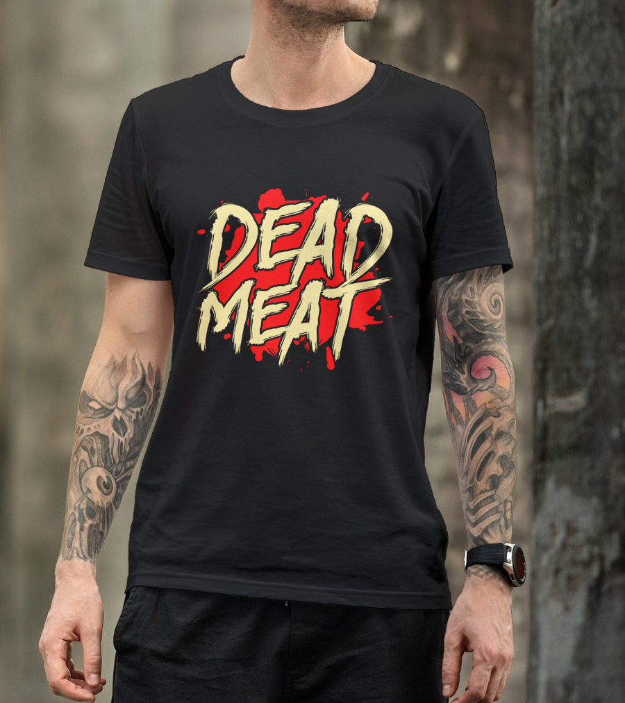 Dead Meat Bold Red Splatter Text T-Shirt