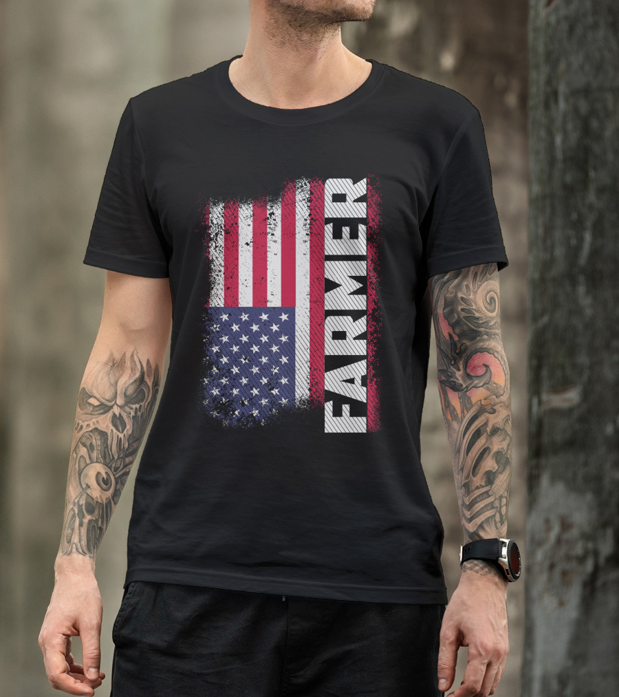 FARMER USA Flag American T-Shirt