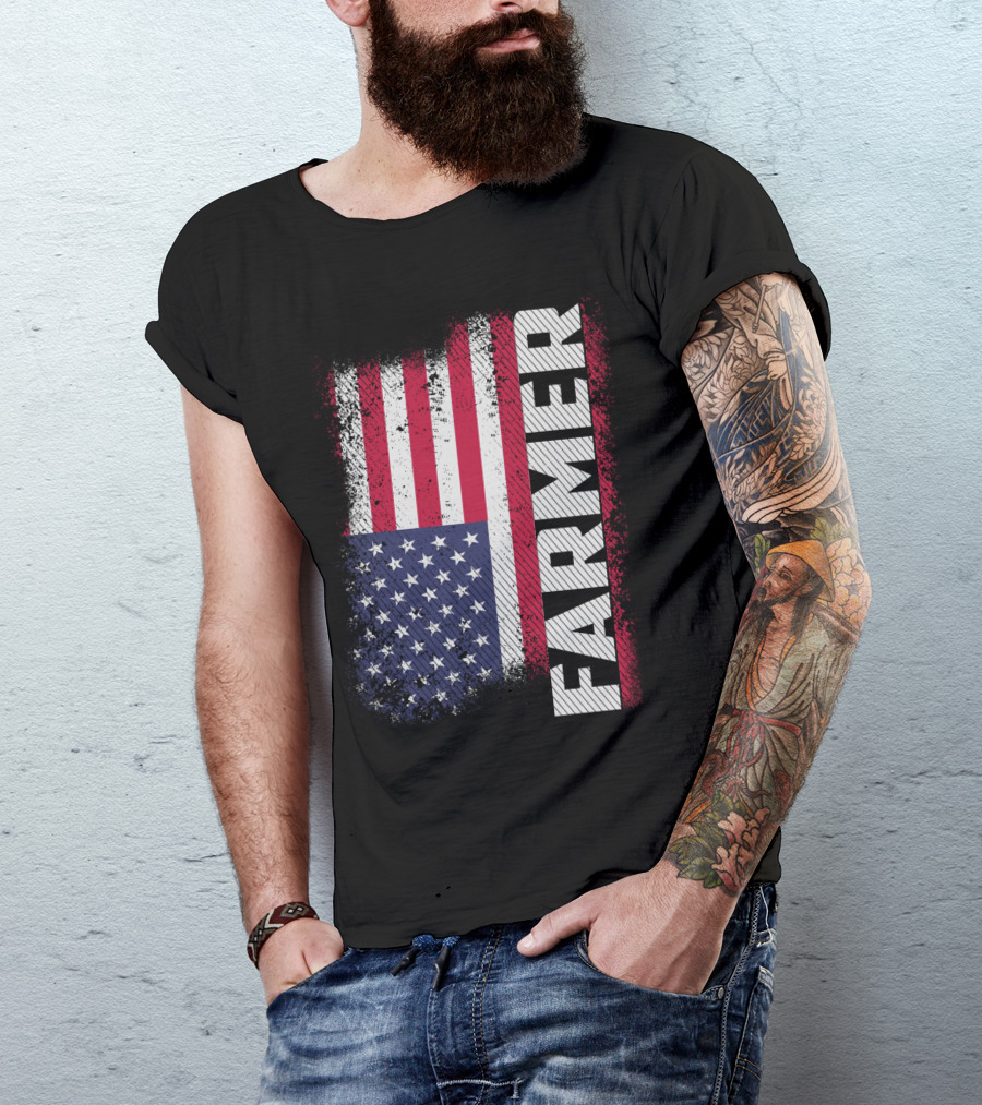 FARMER USA Flag American T-Shirt