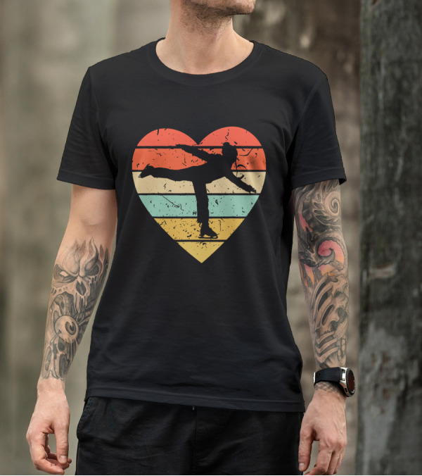 Vintage Heart Figure Skater Ice Skating Sport T-Shirt