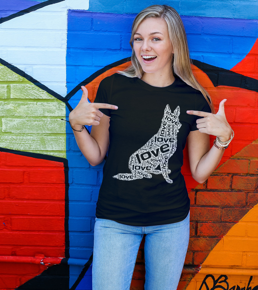 German Shepherd Love Word Art Dog T-Shirt