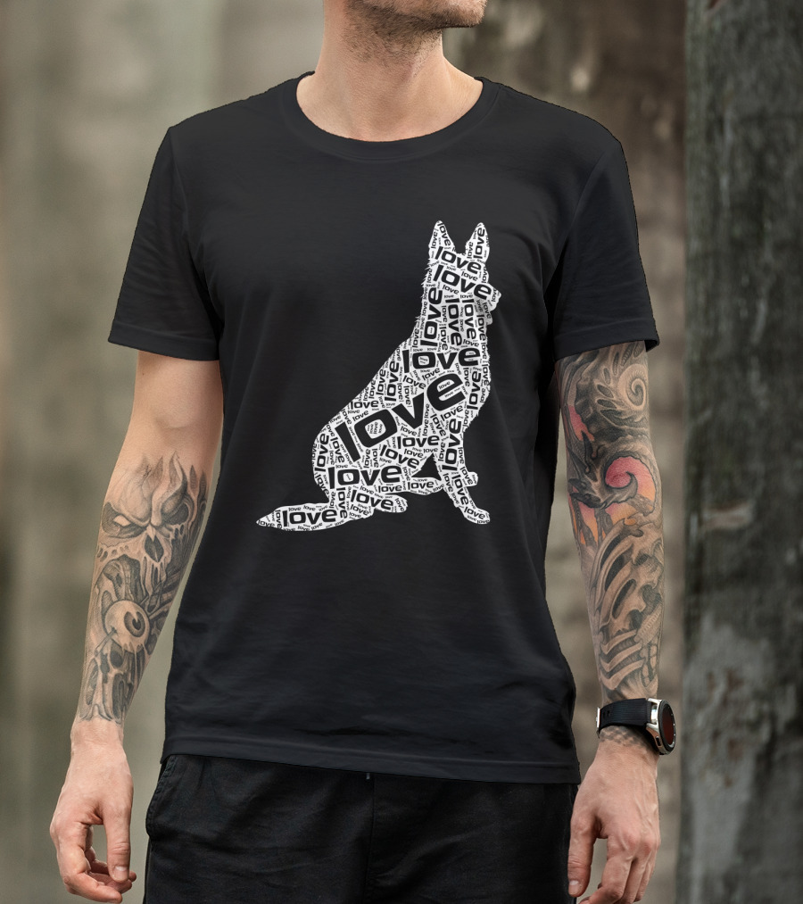 German Shepherd Love Word Art Dog T-Shirt
