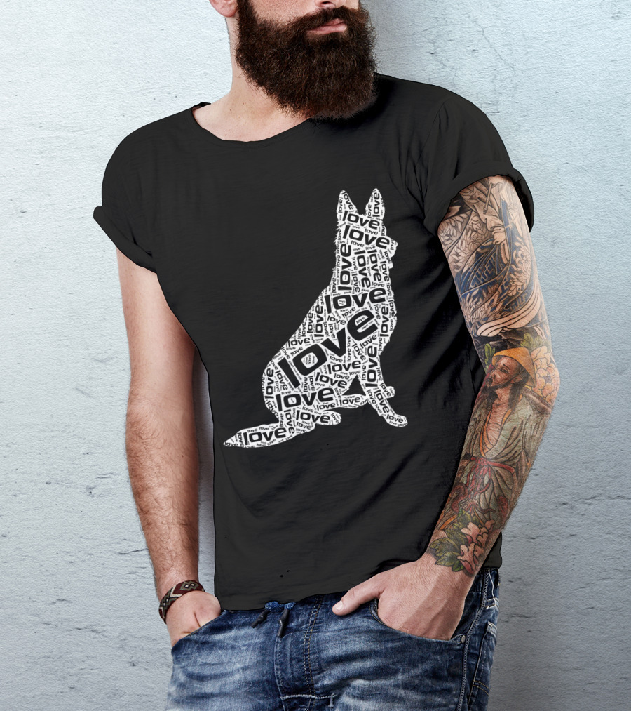 German Shepherd Love Word Art Dog T-Shirt