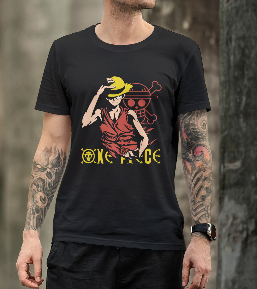 One Piece Luffy Straw Hat Pirate Skull T-Shirt