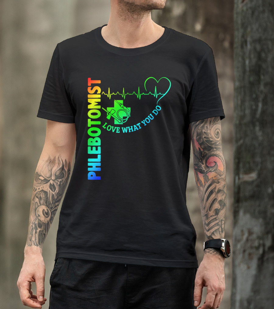 Phlebotomist Love What You Do Heartbeat Iconic Medical T-Shirt