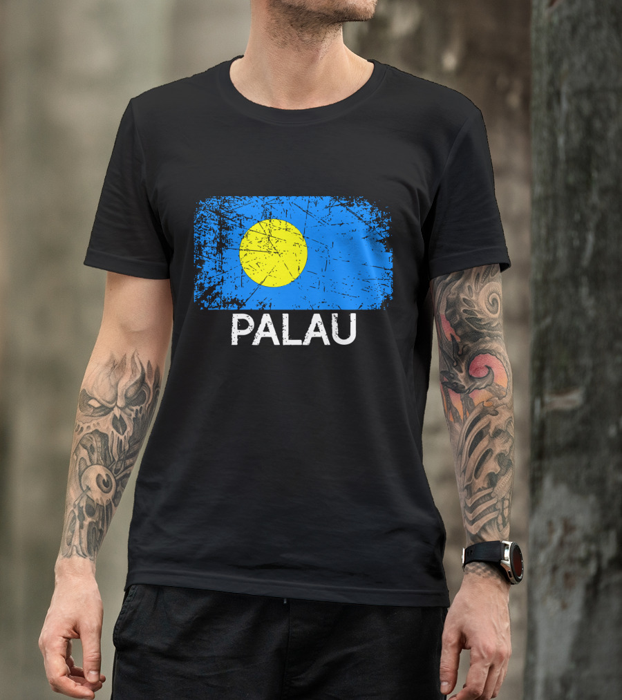 Vintage Palauan Flag Graphic Palau T-Shirt