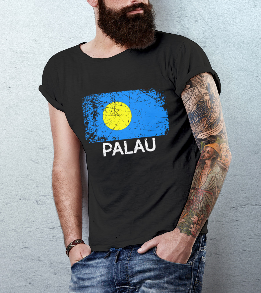 Vintage Palauan Flag Graphic Palau T-Shirt