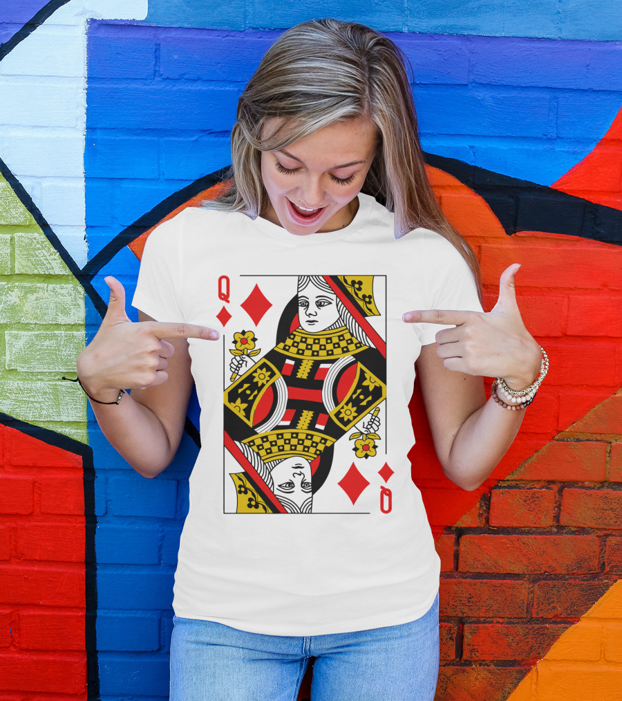 Queen Of Diamonds Poker Card Halloween Group Costume T-Shirt