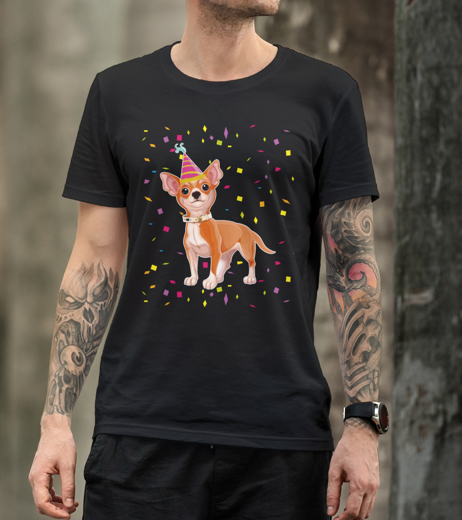 Birthday Chihuahua Party Hat Confetti T-Shirt