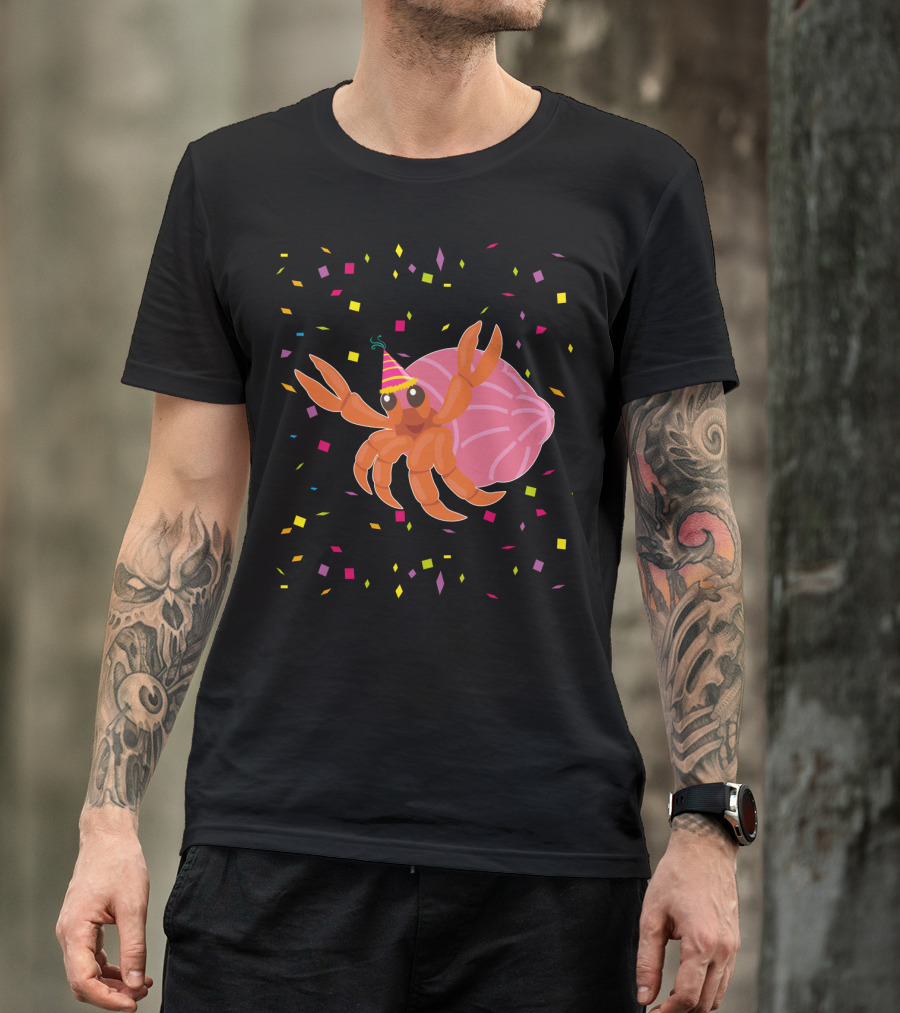 Funny Hermit Crab Birthday Party Hat Confetti T-Shirt
