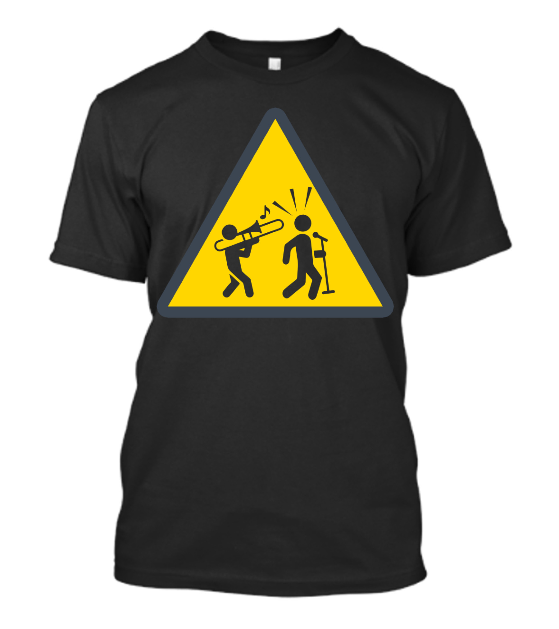 Funny Trombone Warning Sign Parody With Music Note T-Shirt