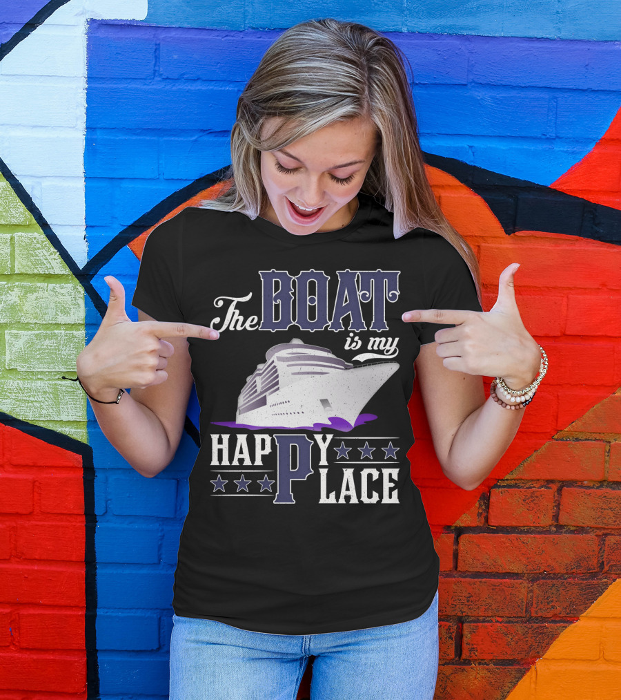 The Boat Is My Happy Place Cruise Ship With Stars T-Shirt