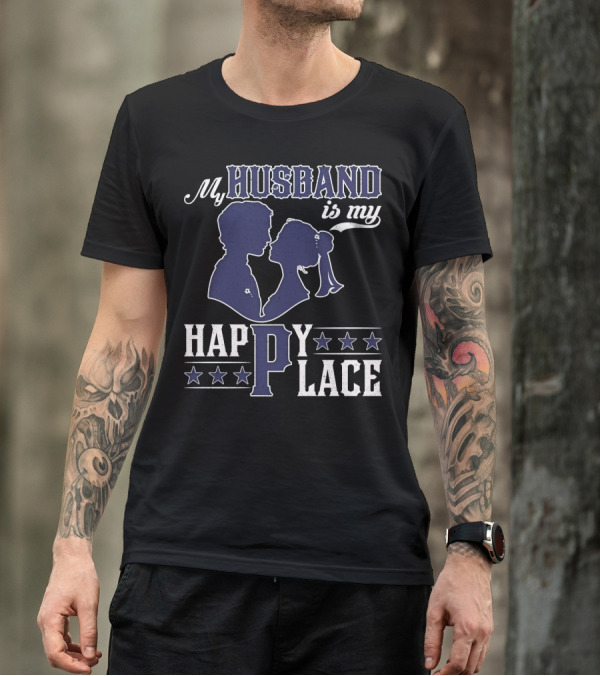 My Husband Is My Happy Place Silhouette Stars T-Shirt