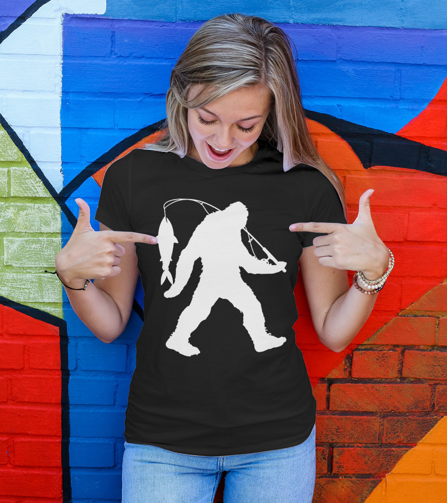 Bigfoot Fishing With Catching Fisherman T-Shirt