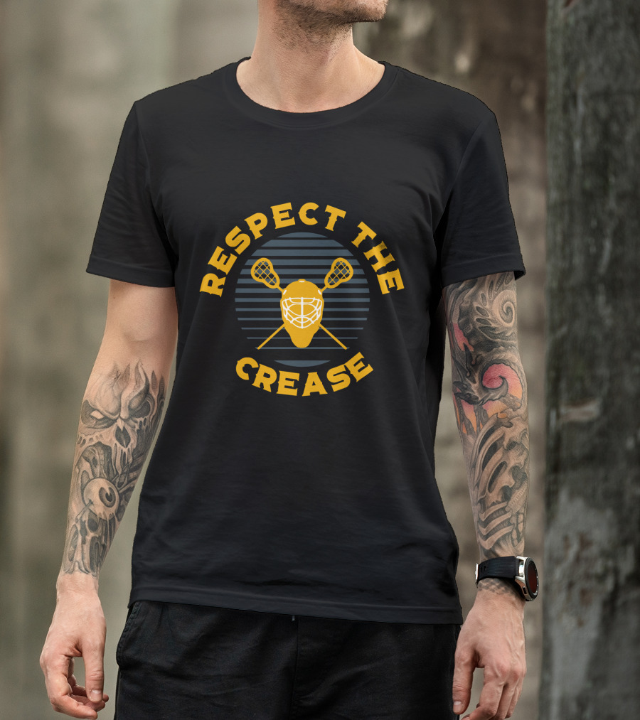 Respect The Crease Lacrosse Goalie Mask And Sticks T-Shirt