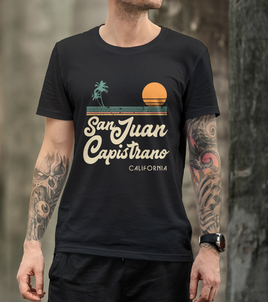 San Juan Capistrano California Vintage Sun And Palm Trees T-Shirt