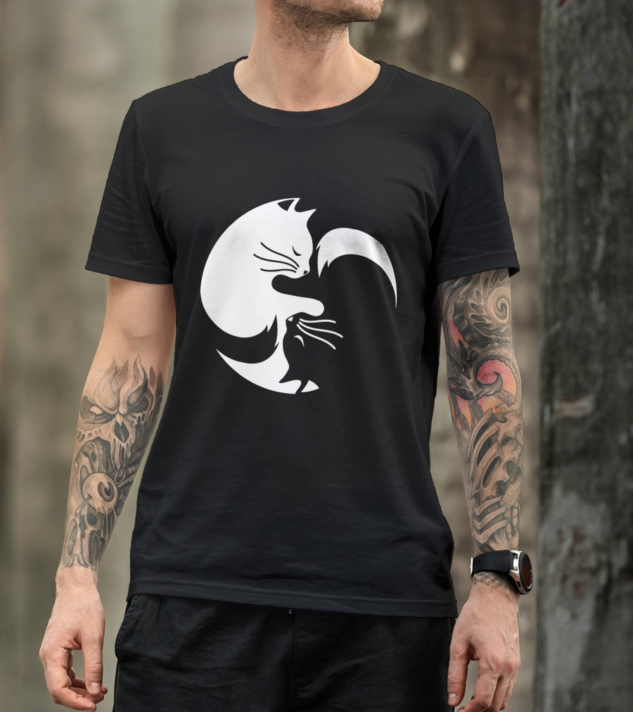 Cat Yin Yang Spiritual Meditation Yoga Balance T-Shirt