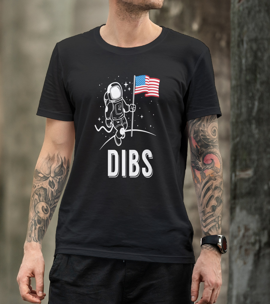 Astronaut Dibs On The American Flag Moon Landing T-Shirt