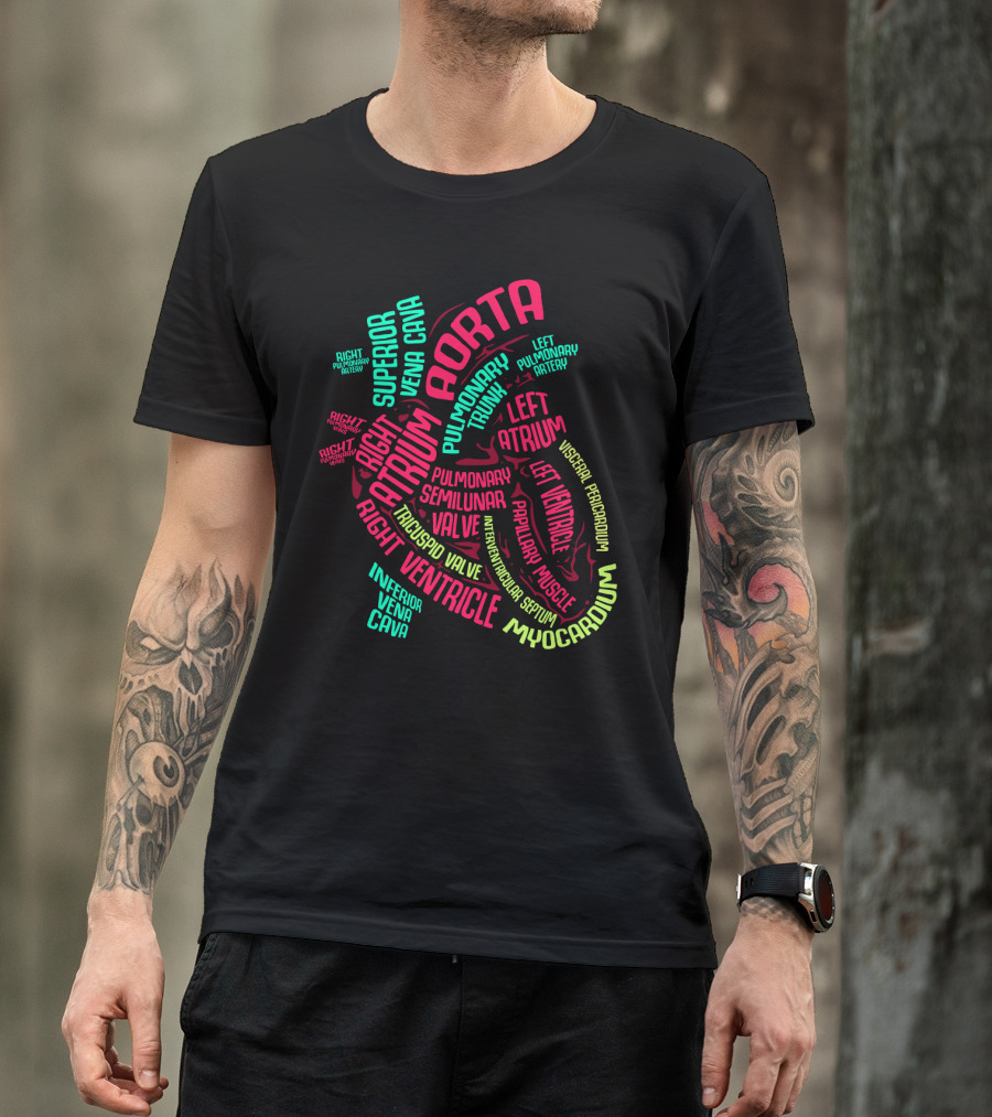 Heart Anatomy Aorta Ventricle Atrium Myocardium Pulmonary Cardiac Nurse T-Shirt