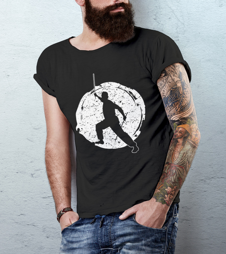 Kali Filipino MMA Discipline Arnis Stick Martial Arts Silhouette Circle T-Shirt