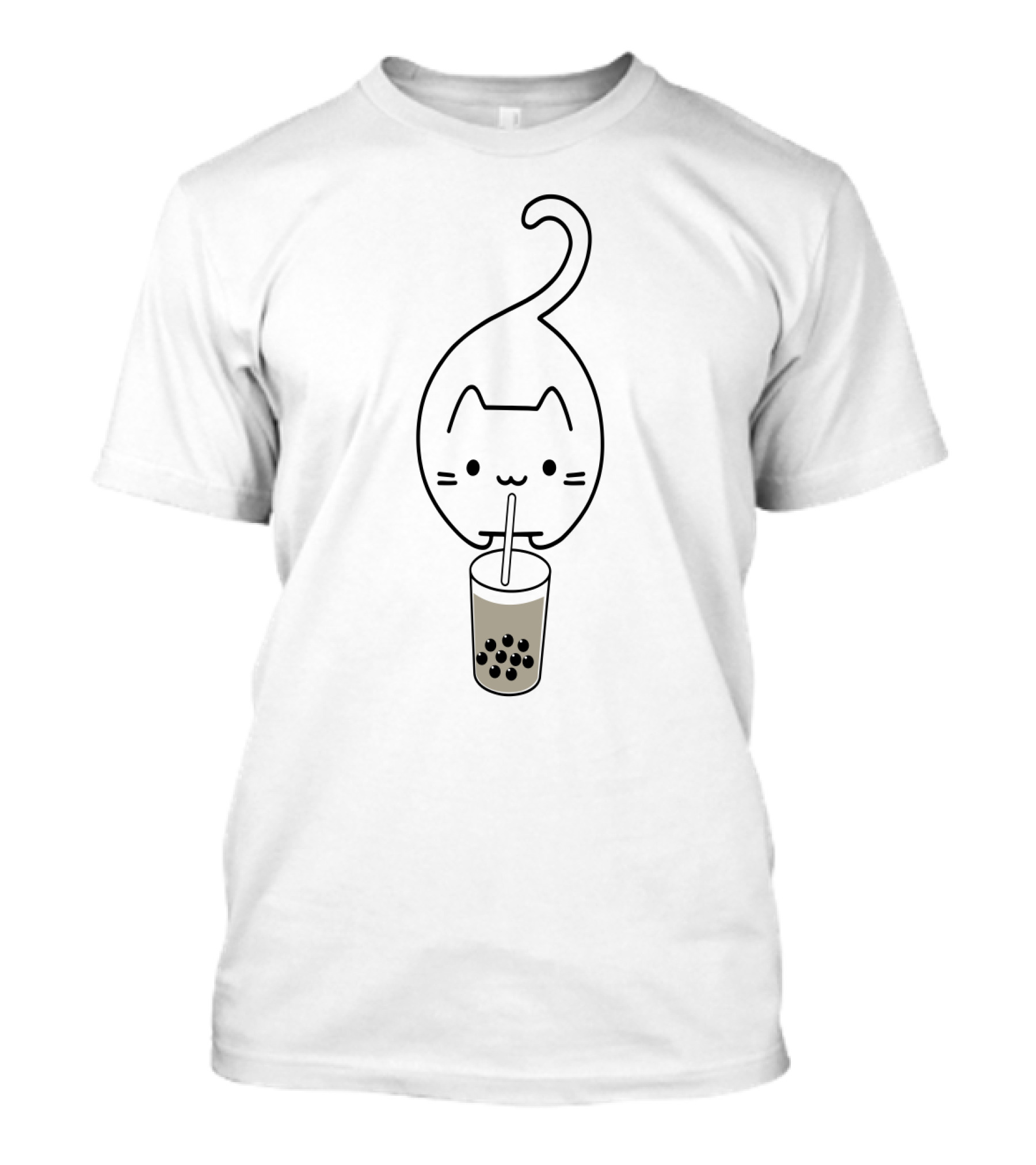 Cat Drinking Boba Milk Tea With Straw T-Shirt