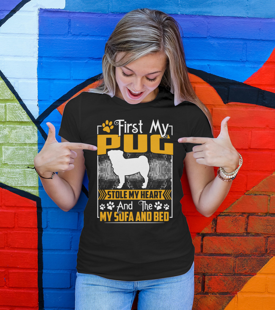 First My Pug Stole My Heart And Then My Sofa And Bed T-Shirt