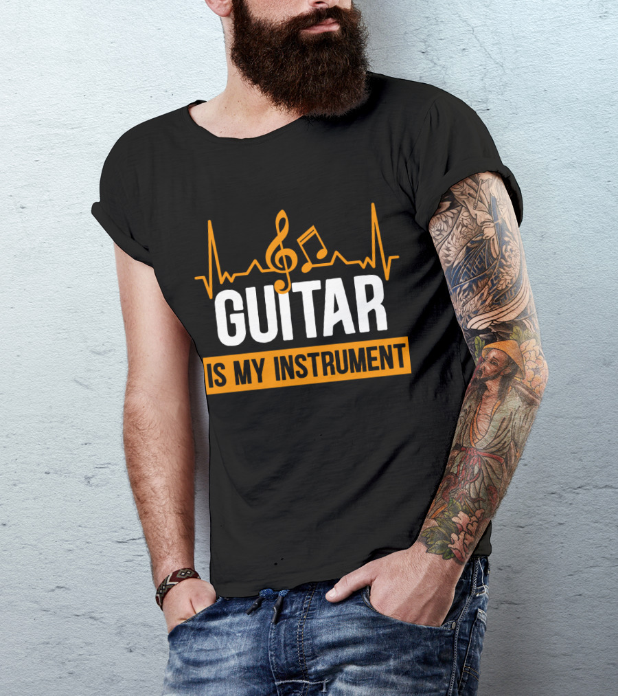 Guitar Is My Instrument With Heartbeat Music Notes T-Shirt