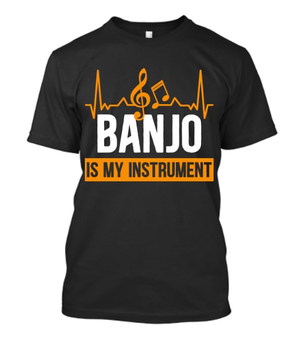 Banjo Is My Instrument With Musical Symbols And Sound Waves T-Shirt