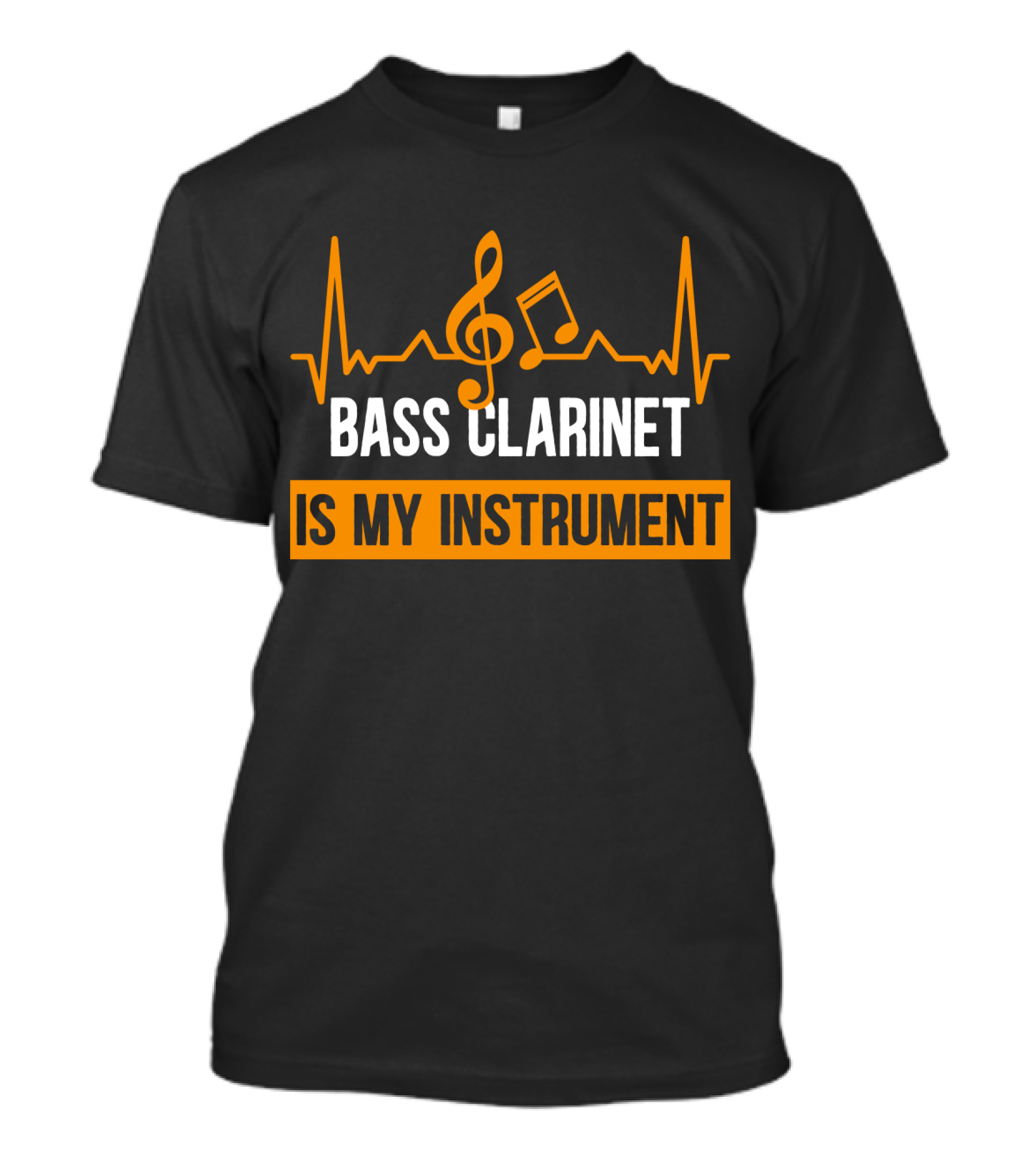 Bass Clarinet Is My Instrument With Musical Symbols And Heartbeat Lines T-Shirt