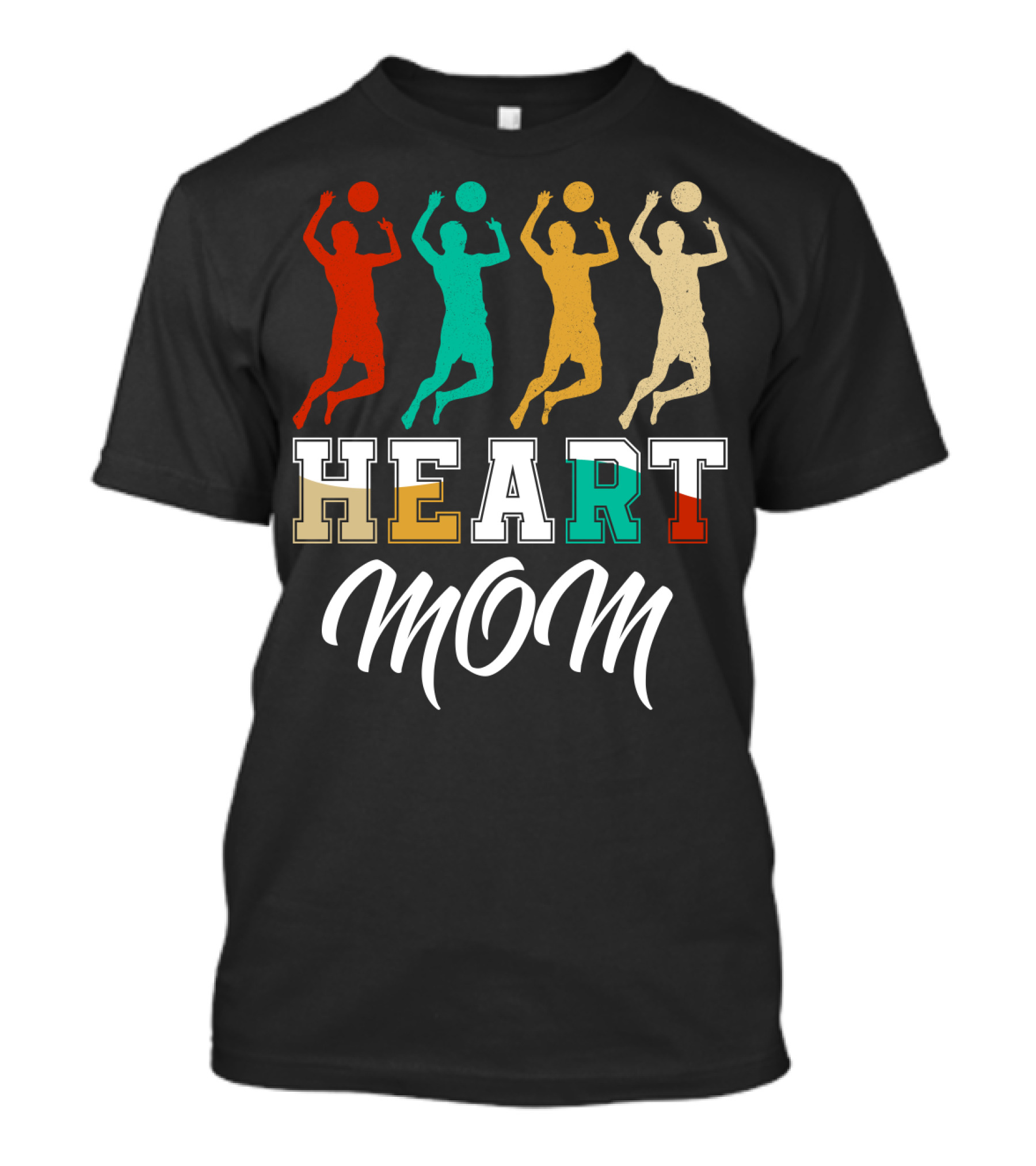 Volleyball Heart Mom Retro Silhouette Players T-Shirt