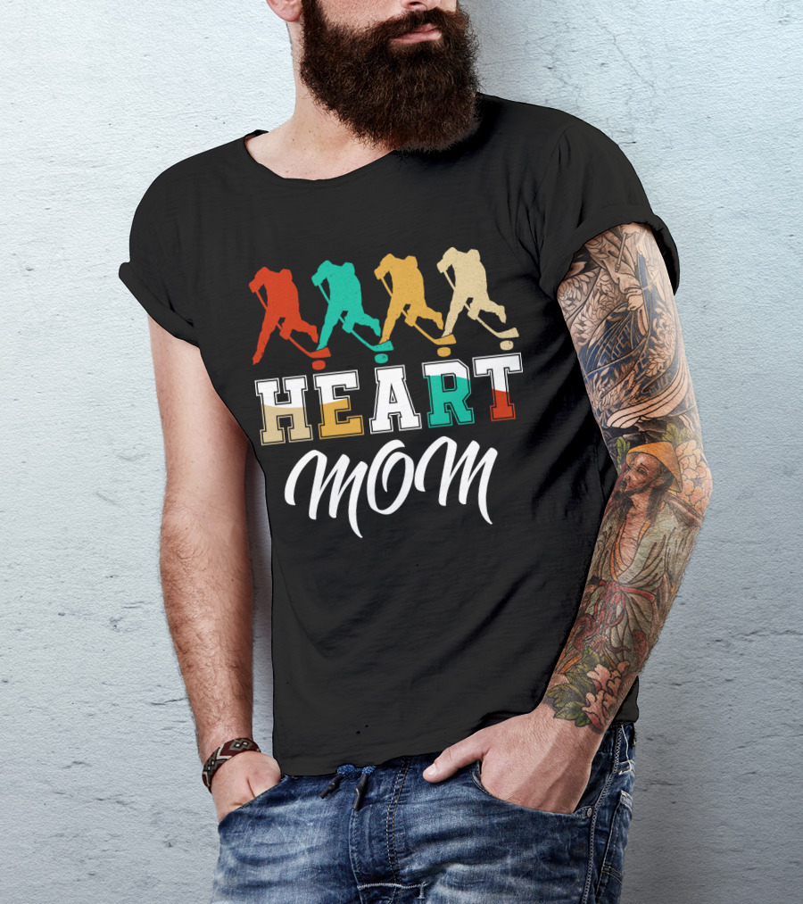 Hockey Heart Mom Vintage Silhouette Player Sequence T-Shirt