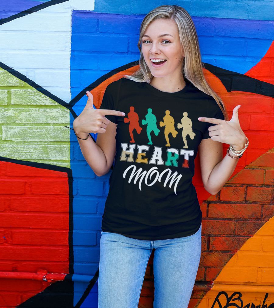 Heart Mom Rugby Running T-Shirt