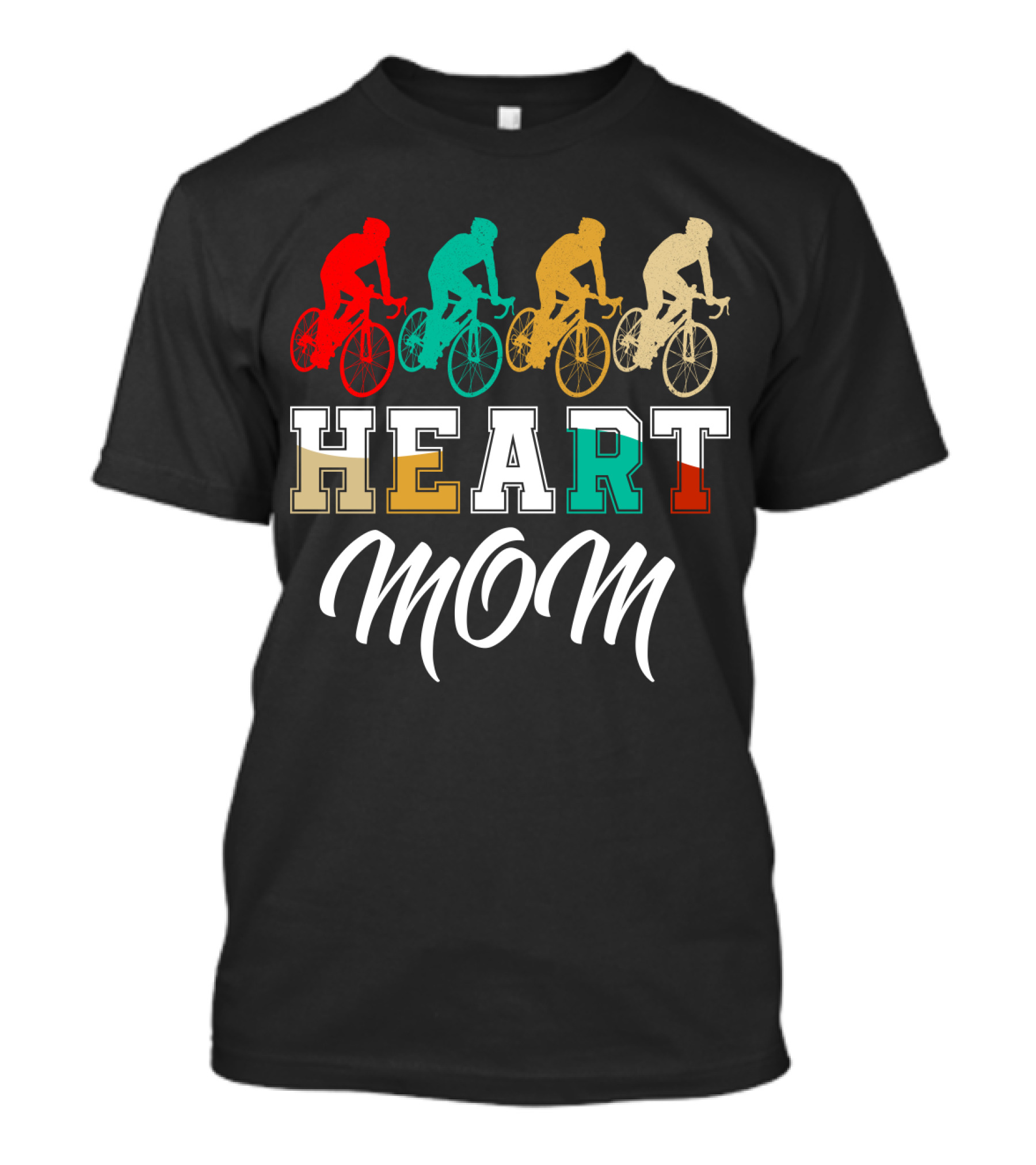Cycling Heart Mom Colorful Biking T-Shirt