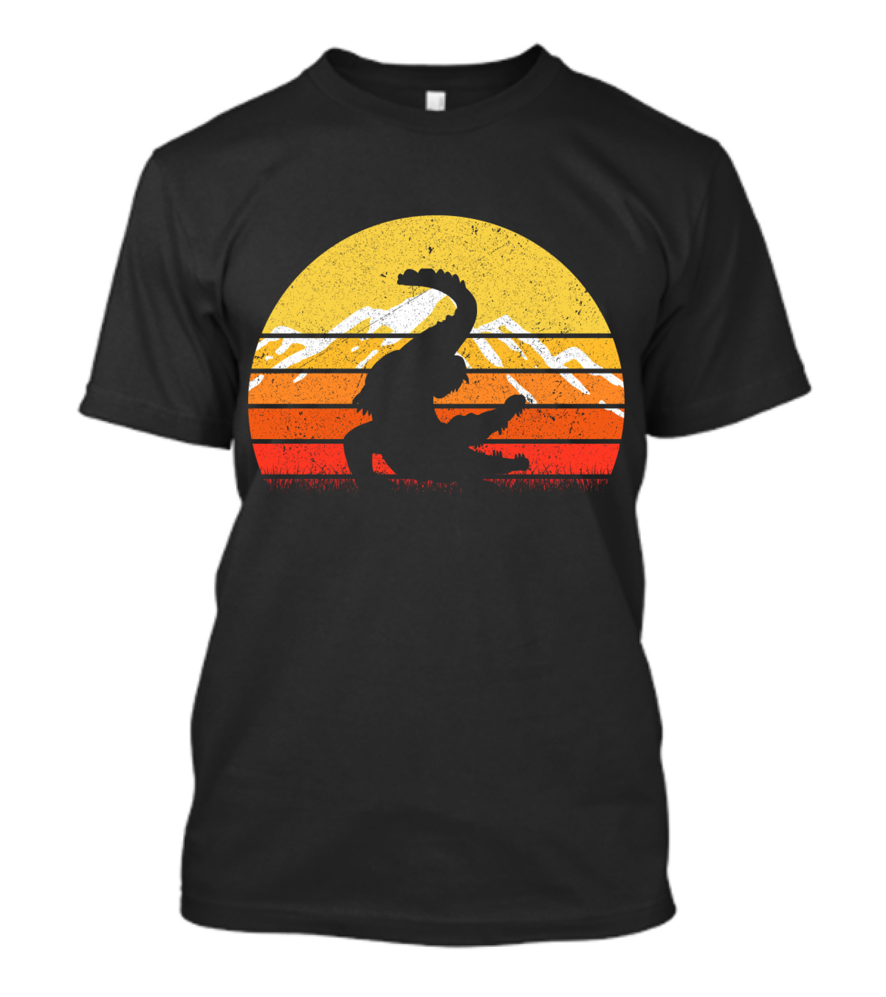 Retro Vintage Alligator Sunset Mountain T-Shirt