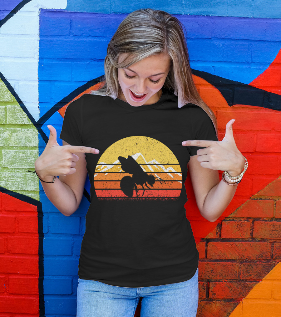 Retro Vintage Bee Sunburst With Mountain T-Shirt
