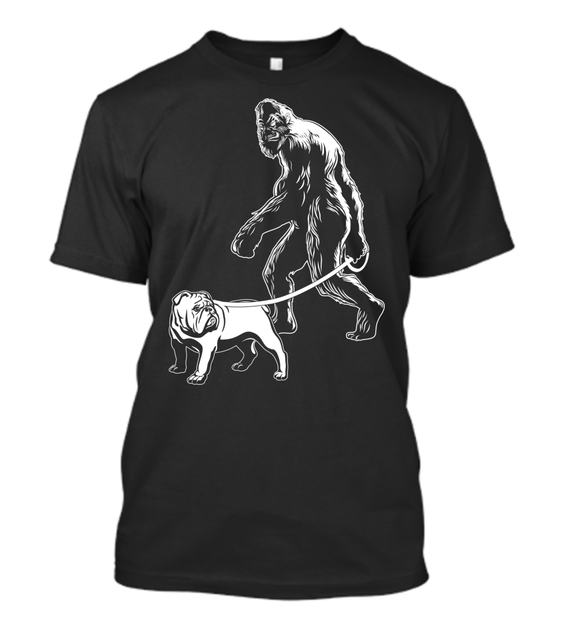 Bigfoot Walking Bulldog T-Shirt