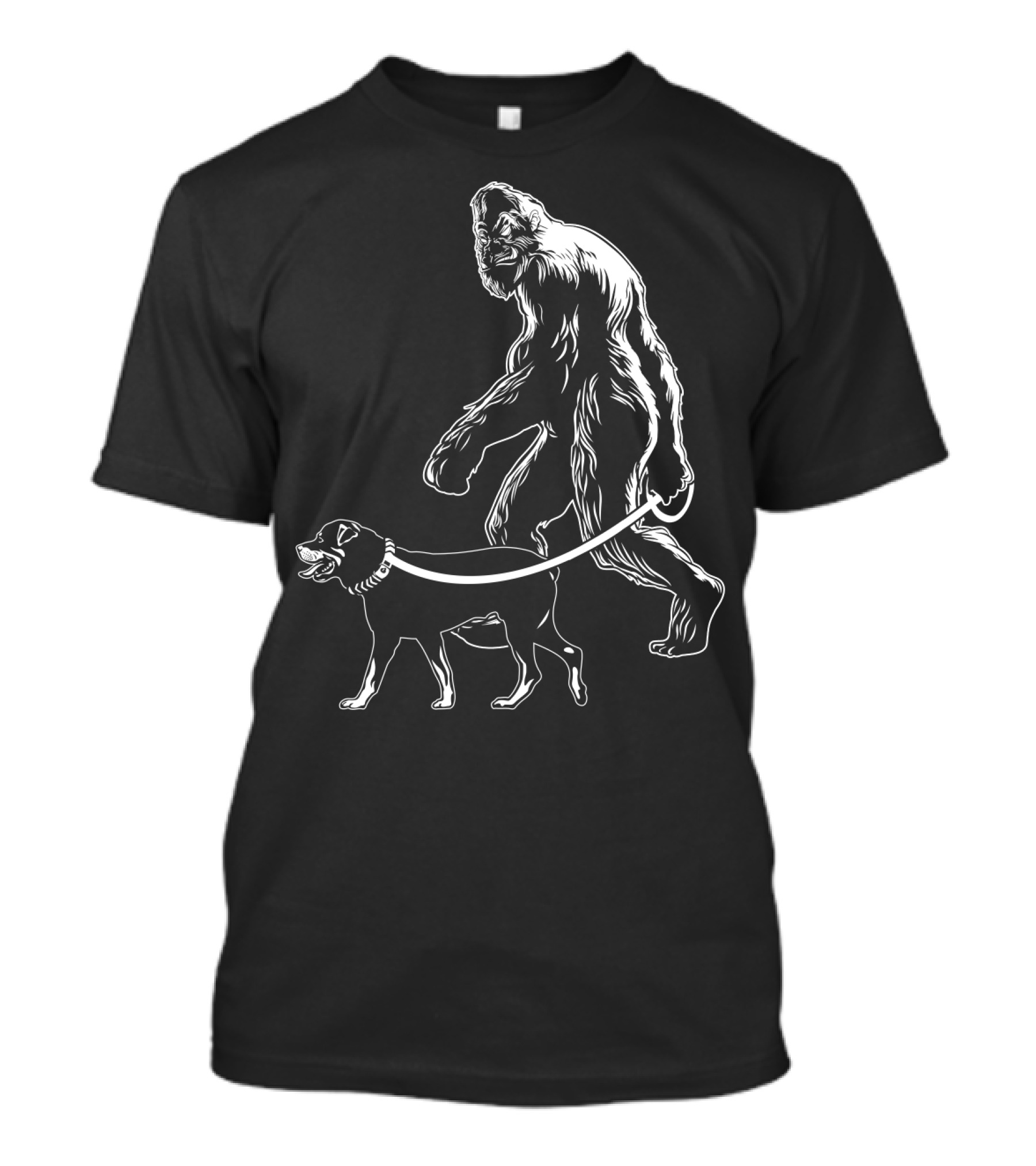 Bigfoot Walking Rottweiler Dog T-Shirt