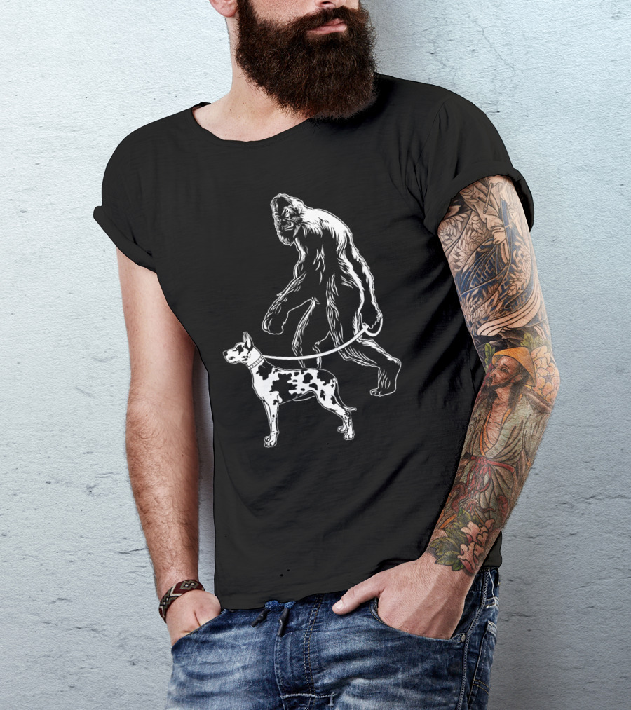 Bigfoot Walking Great Dane Dog T-Shirt