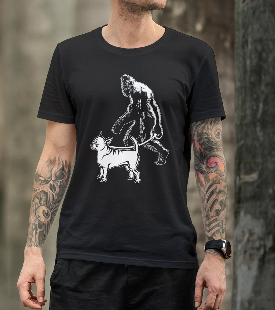 Bigfoot Walking Chihuahua Dog T-Shirt
