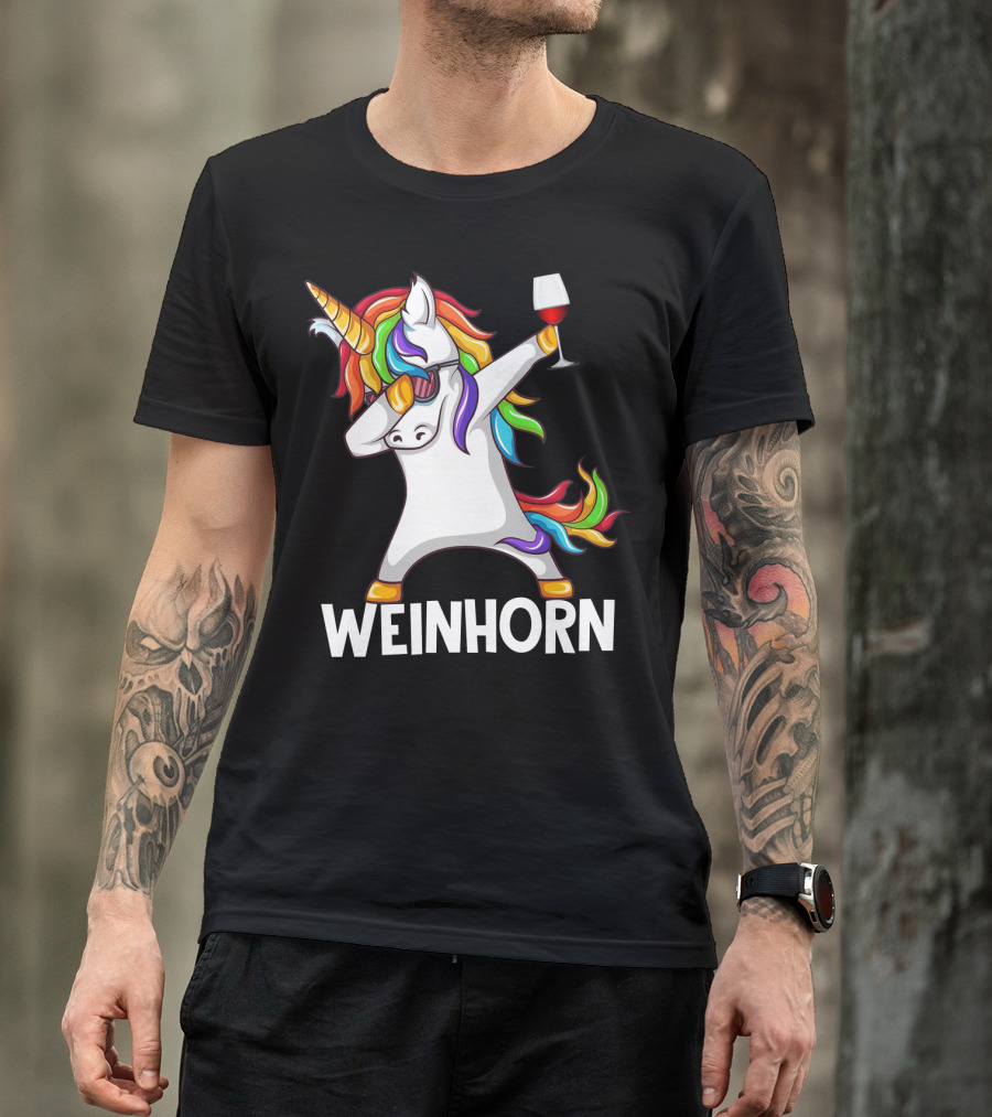 Weinhorn Dabbing Einhorn With Wine Glass T-Shirt