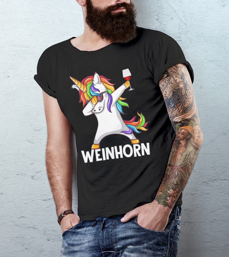 Weinhorn Dabbing Einhorn With Wine Glass T-Shirt